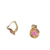 Detské zlaté náušnice s ružovým zirkónom Fuchsia