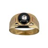 Zlatý pánsky prsteň s ónyxom a zirkónom