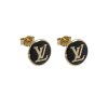 Zlaté napichovacie náušnice s logom značky s čiernym onyxom