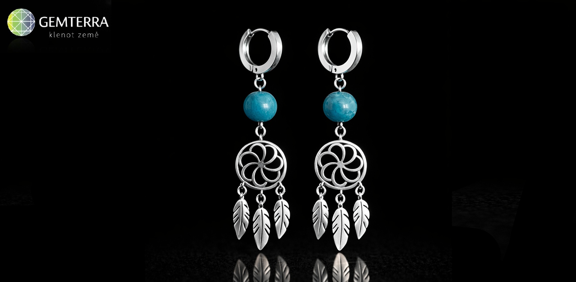 Náušnice z apatitu a chirurgické oceli