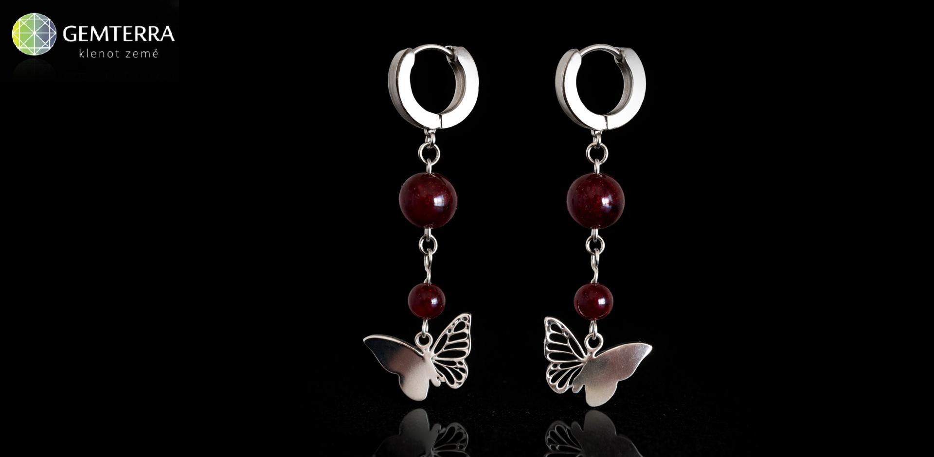 Náušnice z granátu a chirurgické oceli