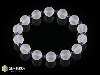 Náramek z křišťálu a ametystu