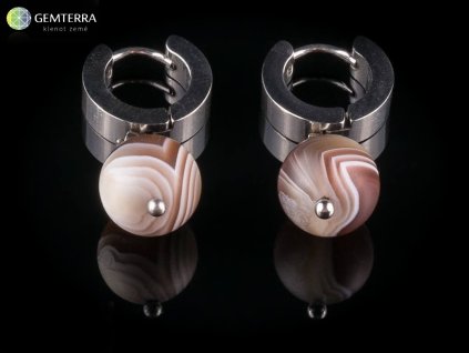 Náušnice z achátu Botswana a chirurgické oceli