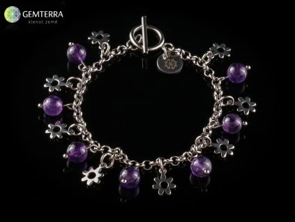Náramek z ametystu a chirurgické oceli 2