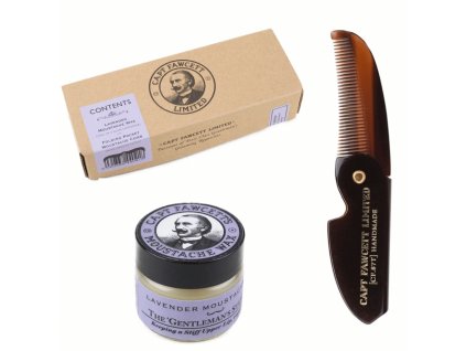 Darčekový set Cpt. Fawcett — Lavender Moustache Wax & Comb