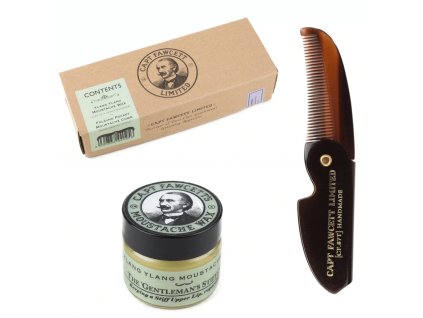 Darčekový set — Cpt. Fawcett Ylang Ylang Moustache Wax & Comb