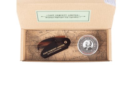 Darčekový set Cpt. Fawcett — Private Stock Moustache Wax& Comb