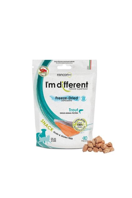 Mrazem sušené Pstruh a višeň 80ks - I´M DIFFERENT Superfood