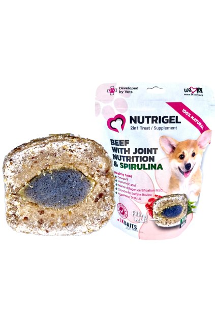 Kloubní výživa Nutrigel pochoutka Hovězí se spirulinou 150g - LK