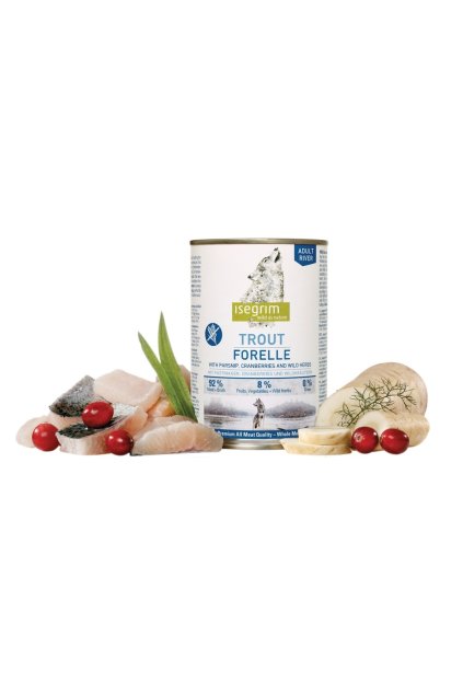 Pstruh s pastinákem a brusinkami Isegrim