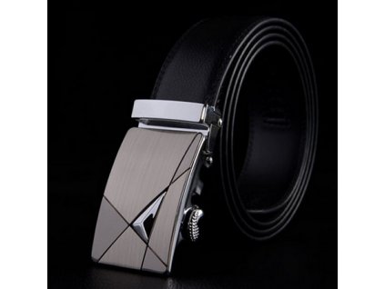 PÁNSKÝ KOŽENÝ OPASEK z automatyczną klamrą (kolor czarny, Długość paska 110cm.)