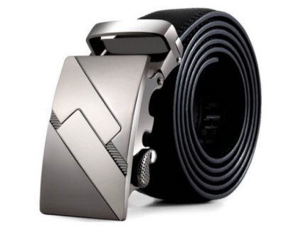 PÁNSKÝ KOŽENÝ OPASEK z automatyczną klamrą (kolor czarny, Długość paska 110cm.)