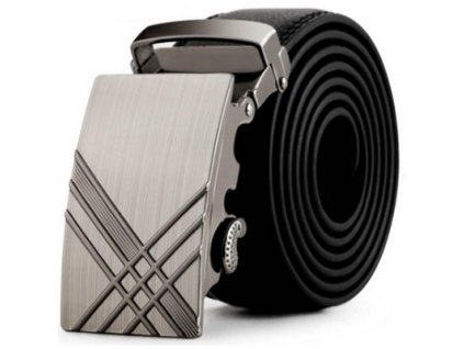 PÁNSKÝ KOŽENÝ OPASEK z automatyczną klamrą (kolor czarny, Długość paska 110cm.)