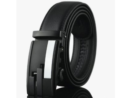 PÁNSKÝ KOŽENÝ OPASEK z automatyczną klamrą czarny (kolor czarny, Długość paska 110cm.)