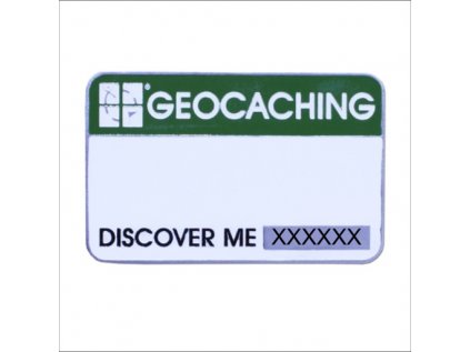 Trackovacia menovka na eventy, geocachingTrackable event cache name tag.