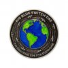 blue switch geocoin front