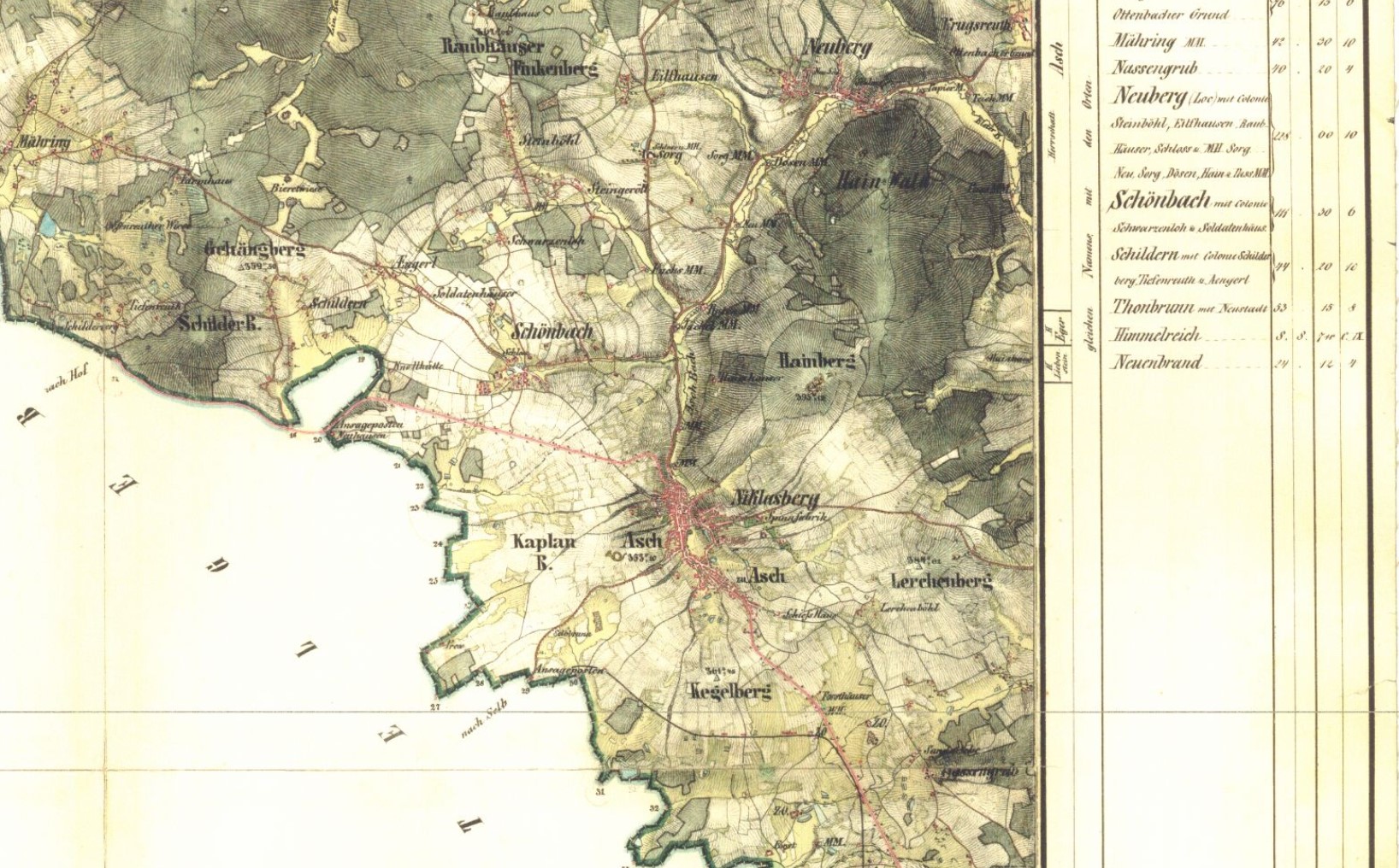 Ašsko v mapách - topografické, geologické a jiné mapy Ašska