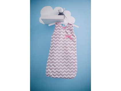 spací pytel george & jacob šedý ševron s růžovou