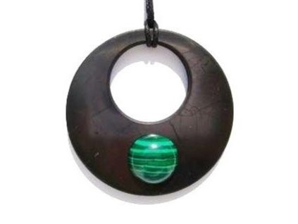 GeoZdraví Šungitový přívěsek s malachitem donut