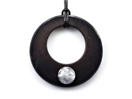 GeoZdraví Šungitový přívěsek s křišťálem donut