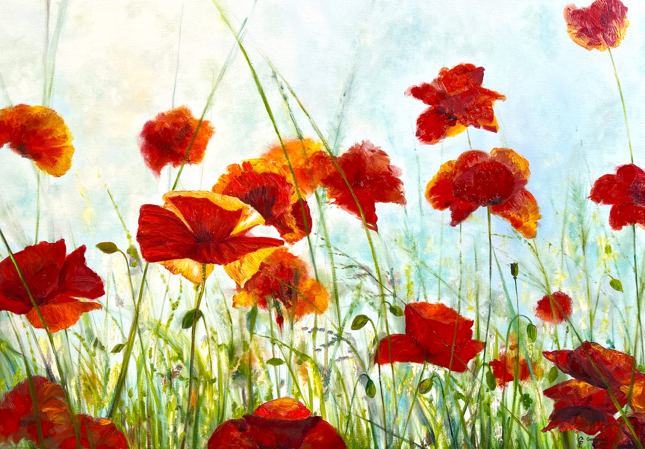 Légies pipacsokat ábrázoló üde festmény