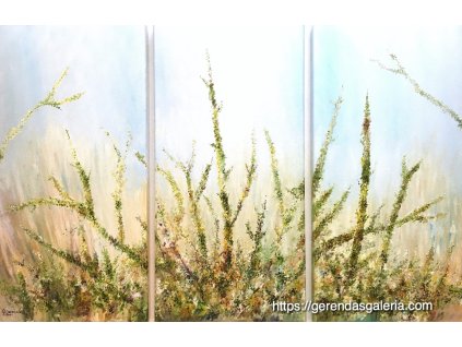 Moha és páfrány triptichon. 60x90 cm gg