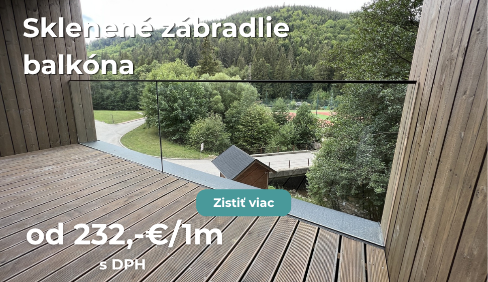 Sklnenené zábradlie na balkón od 232€ za meter
