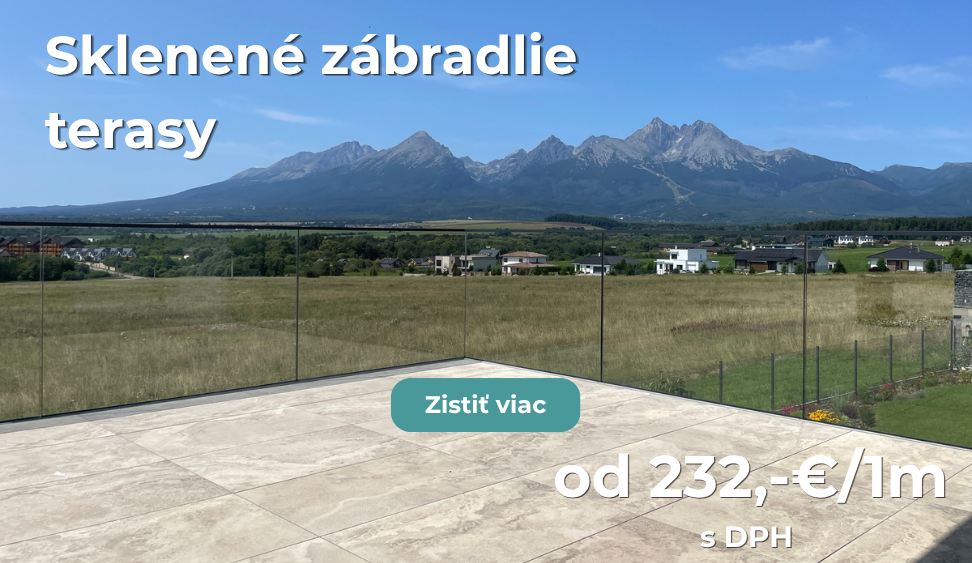 Sklnenené zábradlie na terasu od 232€ za meter
