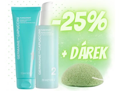 Germaine de Capuccini PUREXPERT DUO ČIŠTĚNÍ PRO MASTNOU A AKNÓZNÍ PLEŤ pěna 125 ml+ tonik 200 ml + konjack  #GIFT#konjack