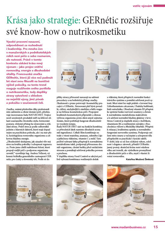 Krása jako strategie: GERnétic rozšiřuje své know-how o nutrikosmetiku