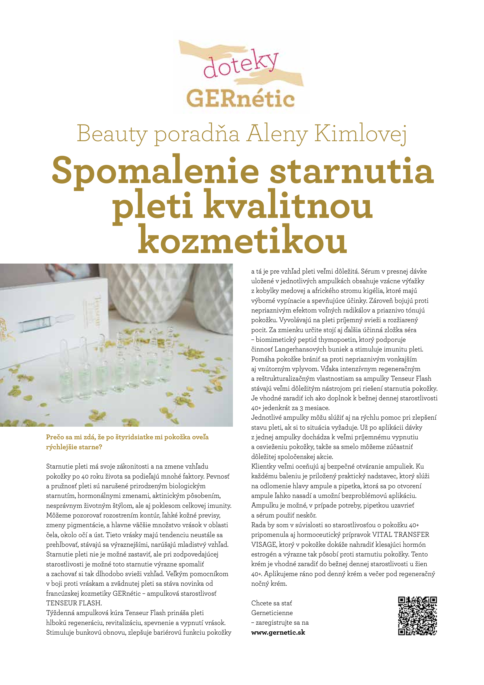 Beauty poradňa Aleny Kimlovej Spomalenie starnutia pleti kvalitnou kozmetikou