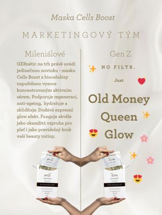 😍Maska Cells Boost je perfektní, ale jak její podstatu vystihne část marketingového týmu z řad mileniálů a pak ta část z...