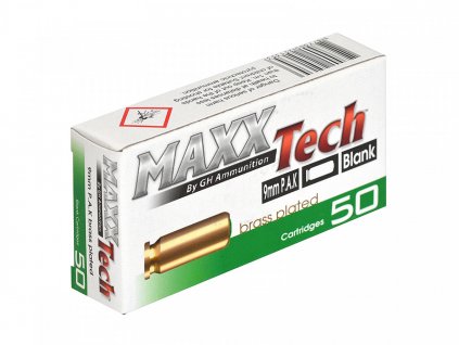 Nábojky štart. MAXXTech 9mm P.A.K. oceľ.n. pomosadzená 50 ks