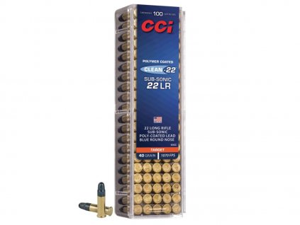 .22LR CCI Clean-22 40gr/2,59g Sub-Sonic Poly-Coated Blue LRN, 100 ks (934CC)