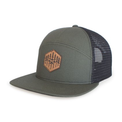 Trucker kšiltovka-7Panel-Khaki-stromky korek