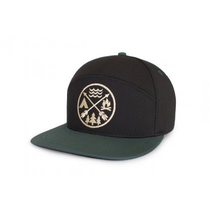 Snapback kšiltovka camping - zelenošedý kšilt