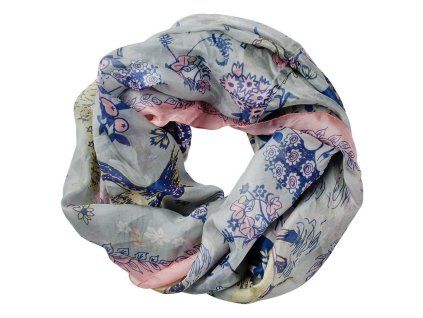 Hedvábný šátek loop-scarf Moomin Picnic grey