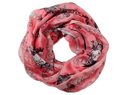 Hedvábný šátek loop-scarf Moomin Picnic pink