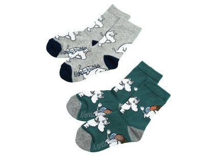 Dětské ponožky Moomin grey green 2-pack