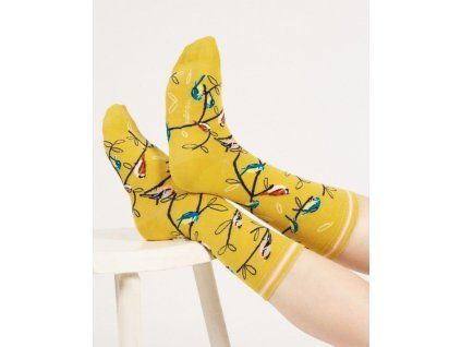 Bavlněné ponožky Multi Bird yellow 37-40