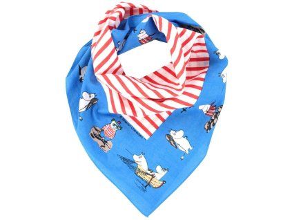 Šátek Moomin Bandana strip blue 53x53