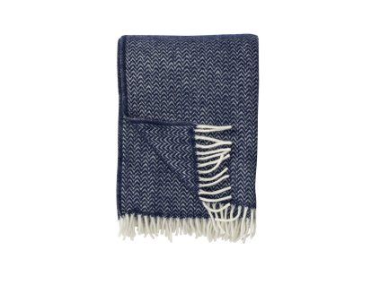 Vlněný pléd Chevron denim blue 130x200