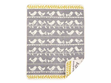 Dětská deka Birds grey (chenille) 70x90