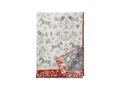 Vlněná deka Joy white grey/rust 130x180