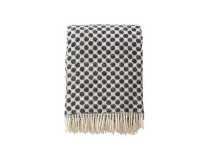 Vlněný pléd Gotland dot black 130x200