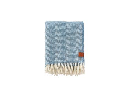 vlneny pled herringbone couldy blue 130x180