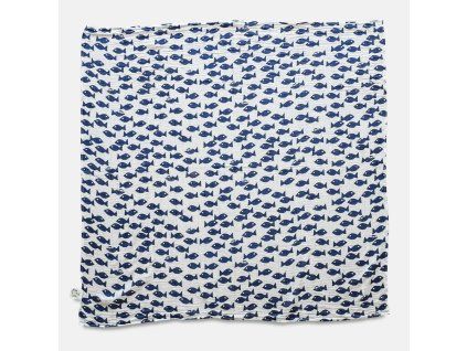 Mušelínová dečka Fish blue 120x120
