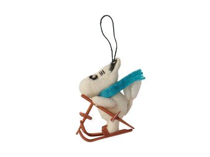 Plstěná dekorace Moomin on skiis