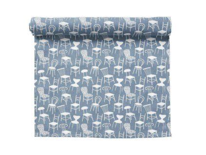 Běhoun na stůl Chairs blue 45x150