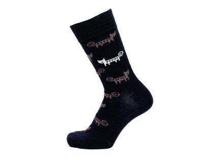 Merino ponožky Cat black